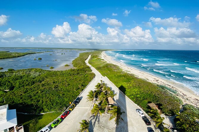Amazing Jeep Tour Visit Punta Sur Park and San Gervasio Ruins - Entering Punta Sur Eco Beach Park and the Colombia Lagoon