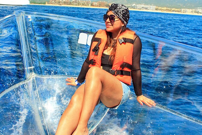 Crystal Boat Tour with Snorkeling and Drinks in Cozumel - Cozumel waters from the clear-boat section